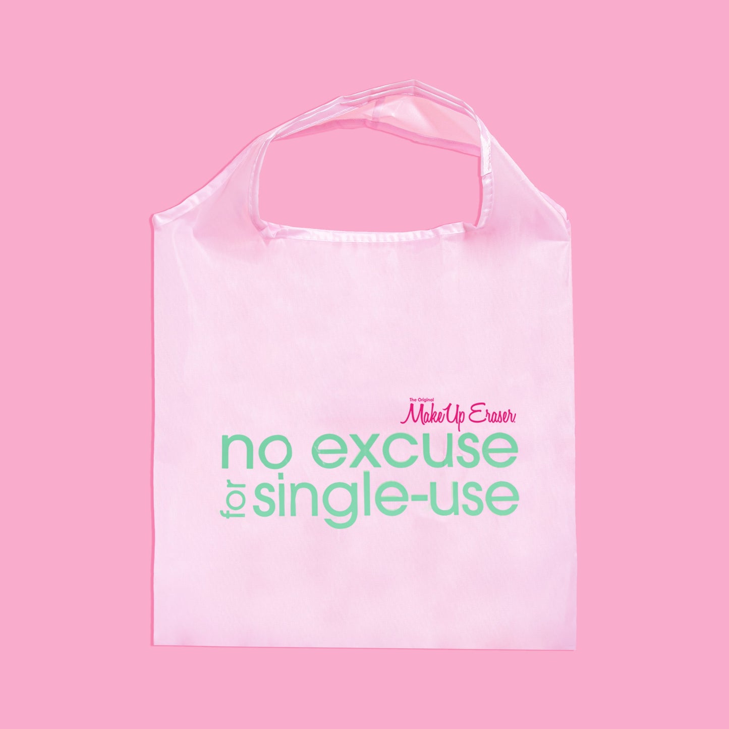 MakeUp Eraser Pink reusable tote bag.