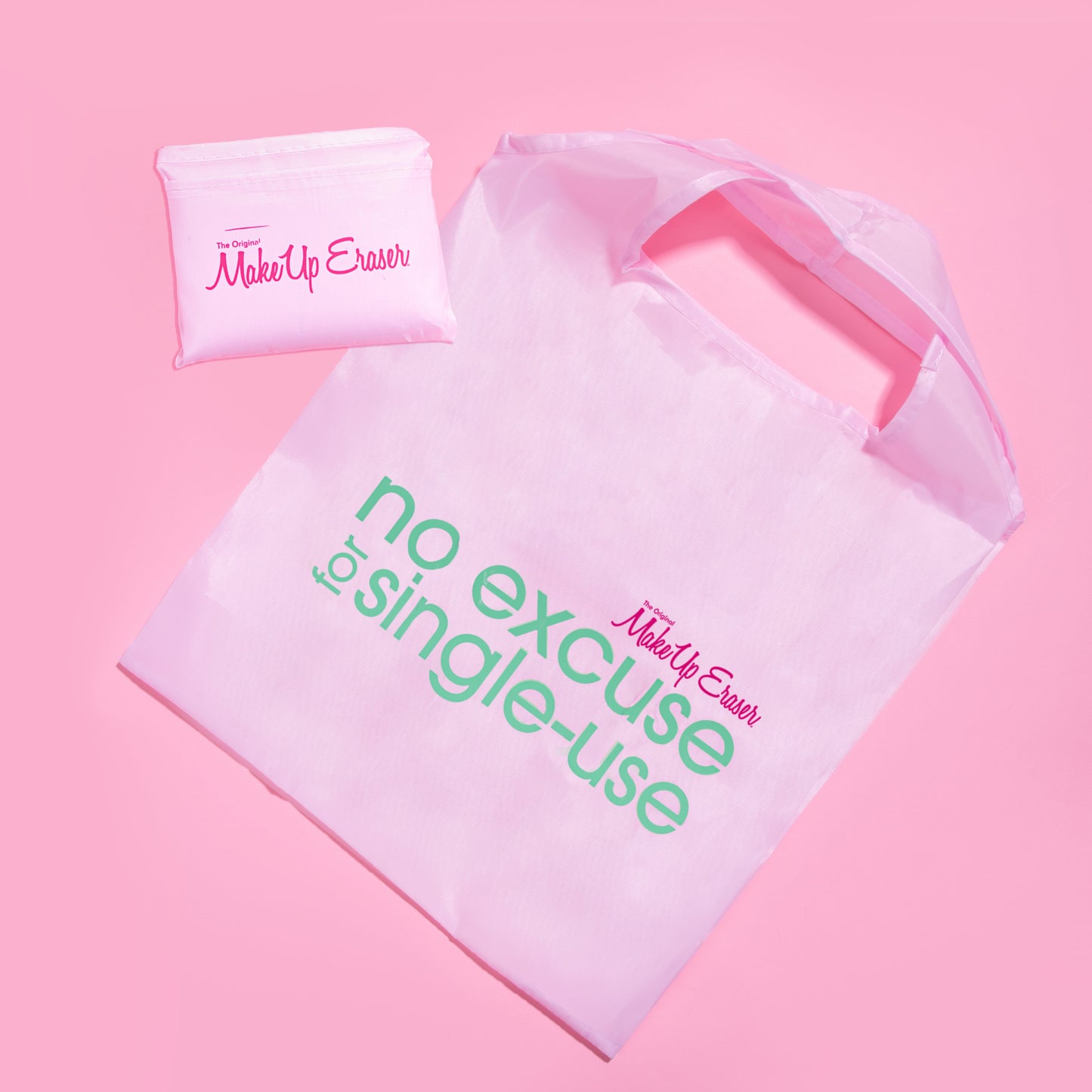 MakeUp Eraser Pink reusable tote bag.