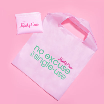 MakeUp Eraser Pink reusable tote bag.