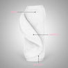 Rolled up Clean White MakeUp Eraser with both sides exposed. The short fiber side is labeled as erase, and the long fiber side is labeled as exfoliate.